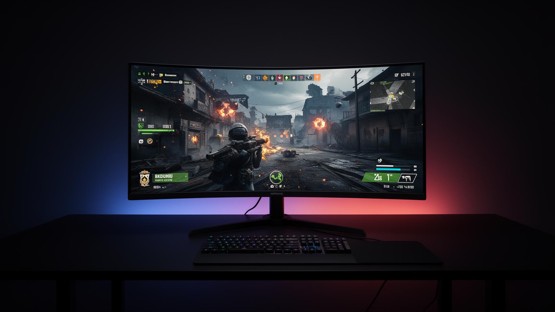 OLED gaming monitor displaying vivid esports content