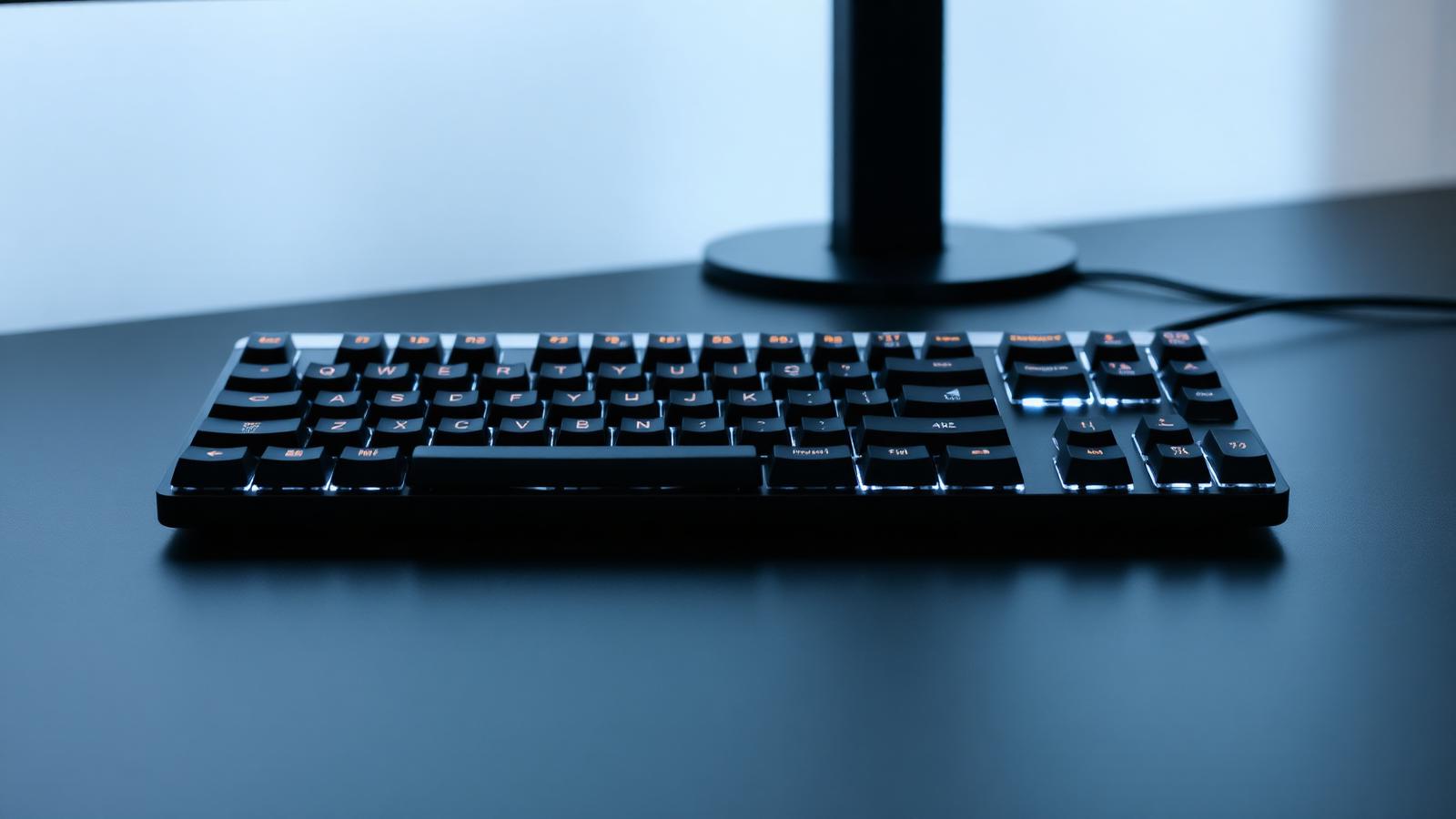 Slim low-profile mechanical keyboard on a desk