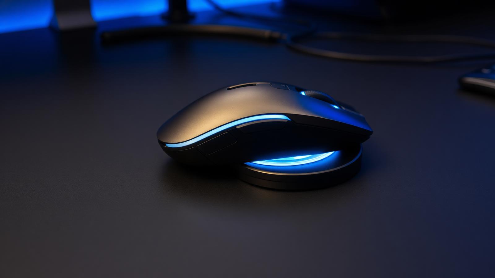 Premium wireless gaming mouse on a black esports desk