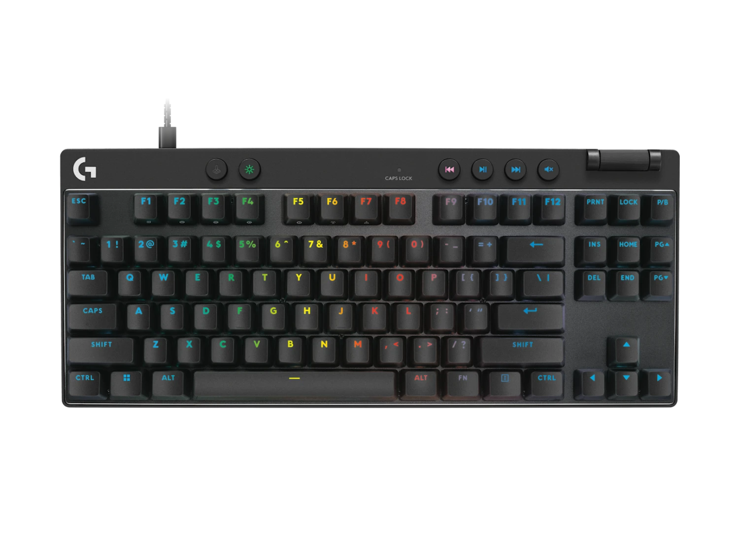 Logitech G Pro X TKL Rapid analog Hall Effect tournament keyboard on a black desk
